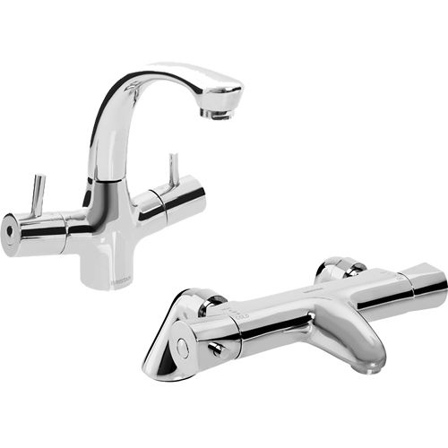 Bristan Artisan Thermostatic Basin & Bath Filler Tap Pack (Chrome).