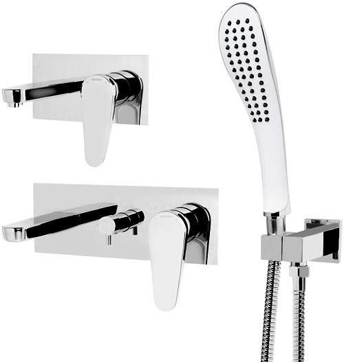 Bristan Claret Wall Mounted Basin & Bath Shower Mixer Tap Pack.