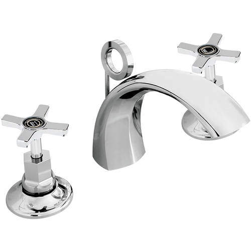 Bristan Art Deco 3 Hole Basin Mixer Tap With Pop Up Waste (Chrome).