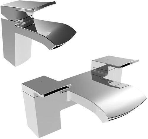 Bristan Descent Basin Mixer & Bath Filler Tap Pack (Chrome).