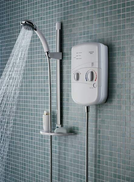 Bristan Electric Showers 10.4Kw Electric Shower With Riser Rail Kit In White.