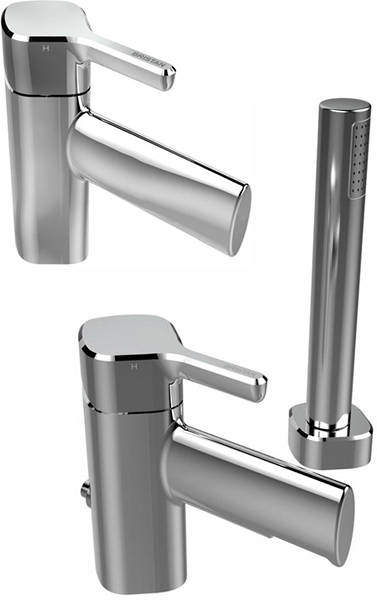 Bristan Flute Mono Basin Mixer & 2 Hole Bath Shower Mixer Tap Pack (Chrome).
