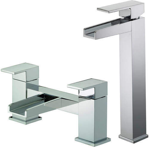 Bristan Hampton Waterfall Tall Basin & Bath Filler Tap Pack (Chrome).