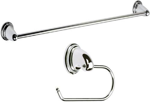 Bristan Java Towel Rail & Toilet Roll Holder Set (Chrome).