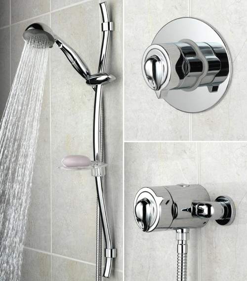 Bristan Java Modern Thermostatic Shower Valve With Rigid Riser (Chrome).