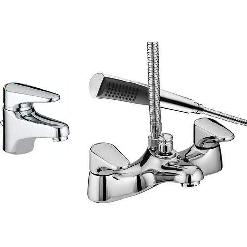 Bristan Jute Basin & Bath Shower Mixer Tap Pack (Chrome).