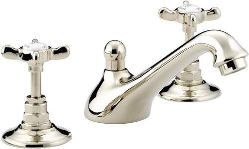 Bristan 1901 Three Hole Basin Mixer Tap & Pop Up Waste, Gold Plated. N3HBASGCD