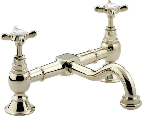 Bristan 1901 Bridge Basin Mixer Tap, Gold Plated.