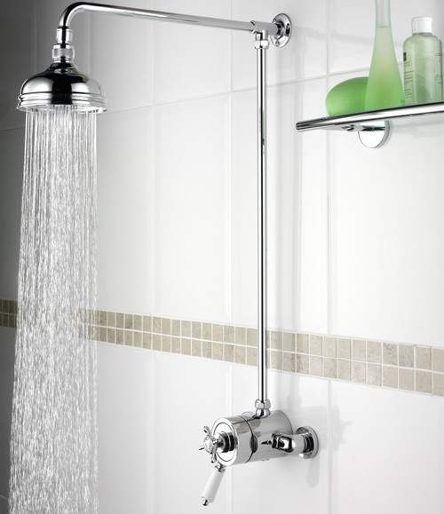 Bristan 1901 Traditional Thermostatic Shower Valve And Rigid Riser, Chrome.