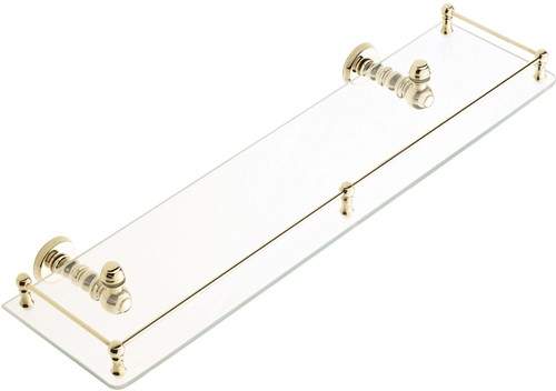 Bristan 1901 Gallery Glass Shelf, Gold Plated.