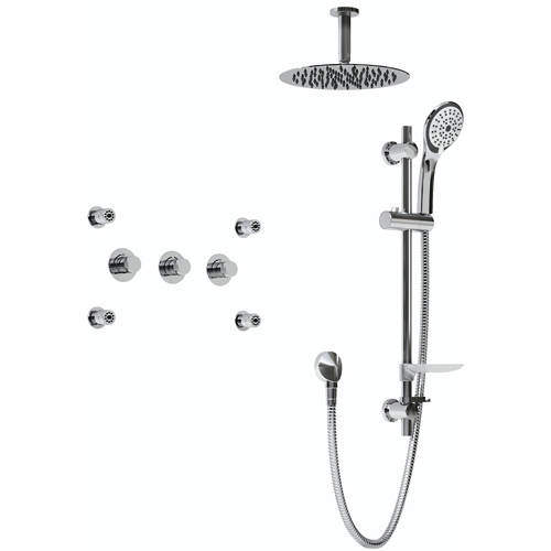 Bristan Orb Shower Pack With Arm, Round Head, 4 x Jets & Slide Rail (Chrome).