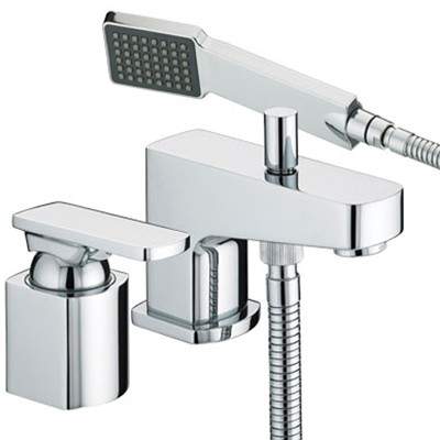 Bristan Ovali 2 Tap Hole Bath Shower Mixer Tap With Shower Kit (Chrome).