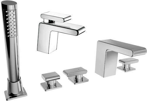 Bristan Pivot Basin & 5 Hole Bath Shower Mixer Taps Pack (Chrome).