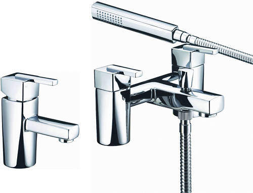 Bristan Qube Basin & Bath Shower Mixer Taps Pack (Chrome).