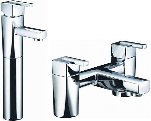 Bristan Qube Tall Basin & Bath Filler Taps Pack (Chrome).