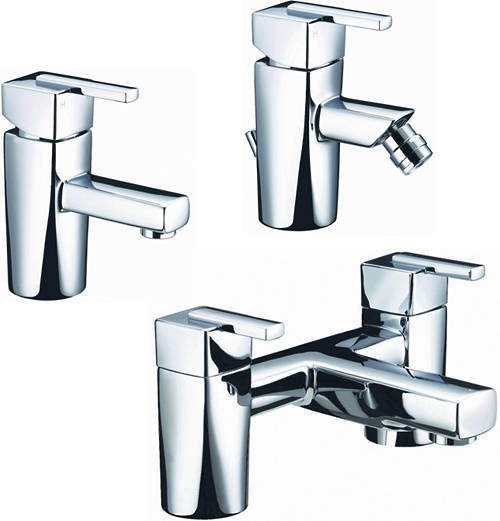 Bristan Qube Basin, Bidet & Bath Filler Taps Pack (Chrome).