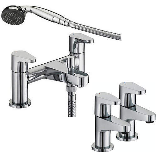 Bristan Quest Basin & Bath Shower Mixer Tap Pack (Pairs, Chrome).