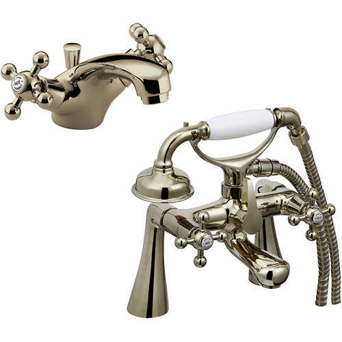 Bristan Regency Basin & Bath Shower Mixer Tap Pack (Gold).