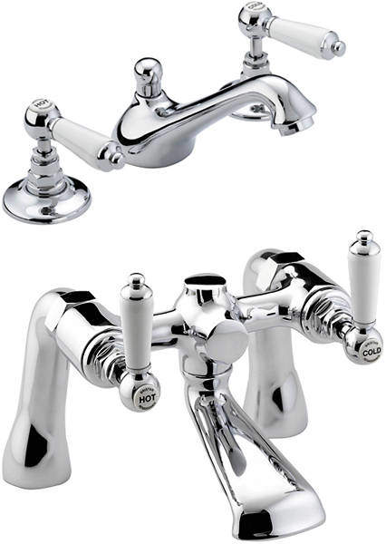 Bristan Renaissance 3 Hole Basin & Bath Filler Taps Pack (Chrome).