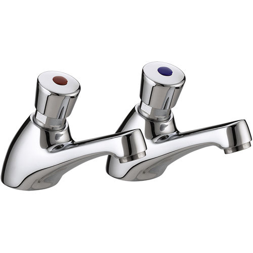 Bristan Commercial Timed Flow Basin Taps (Pair, Chrome).