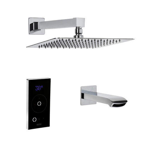 Bristan Wave Thermostatic Digital Shower Valve, Head & Bath Spout.