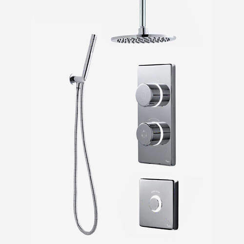 Digital Showers Twin Digital Shower Pack, Round Head, Remote & Kit (HP).