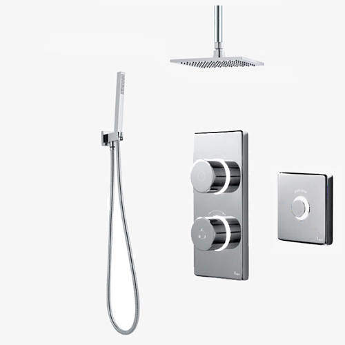 Digital Showers Twin Digital Shower Pack, Square Head, Remote & Kit (HP).
