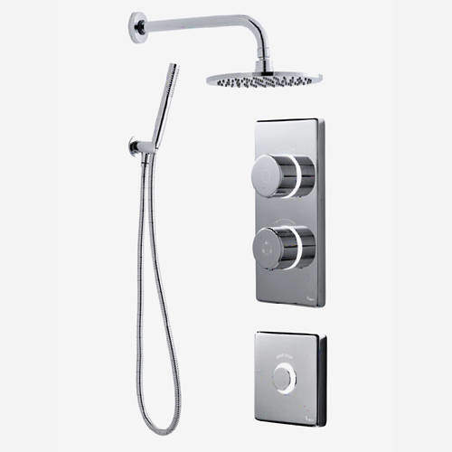 Digital Showers Twin Digital Shower Pack, Round Head, Remote & Kit (HP).
