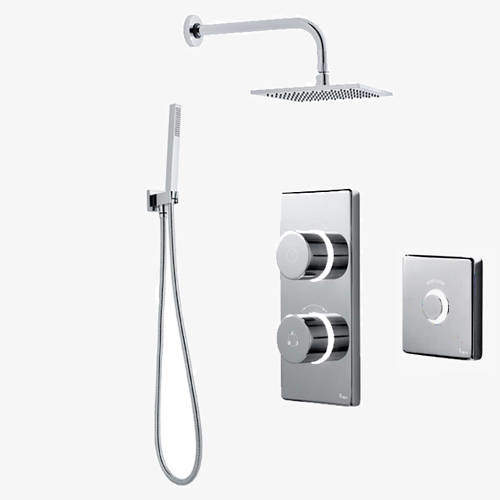 Digital Showers Twin Digital Shower Pack, Square Head, Remote & Kit (HP).