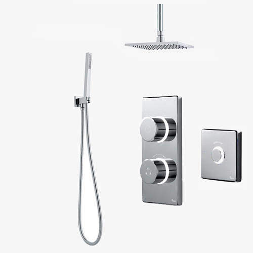 Digital Showers Twin Digital Shower Pack, Square Head, Remote & Kit (LP).