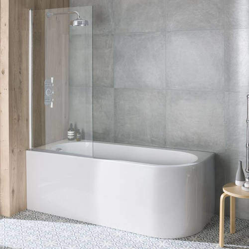 BC Designs Ancorner Shower Bath 1700mm (Left Handed, Gloss White).