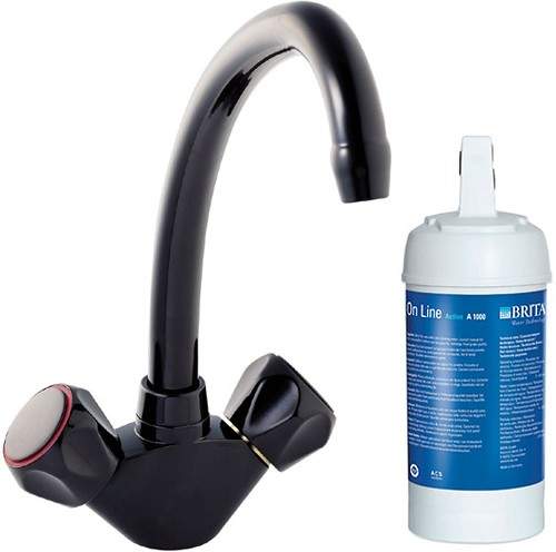 Deva Profile Kitchen Tap & Brita On Line Filter Kit (Mocca Brown).