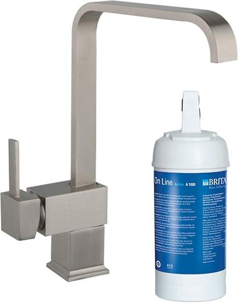 Hydra Megan Kitchen Tap With Brita On Line Filter Kit (Brushed Steel).