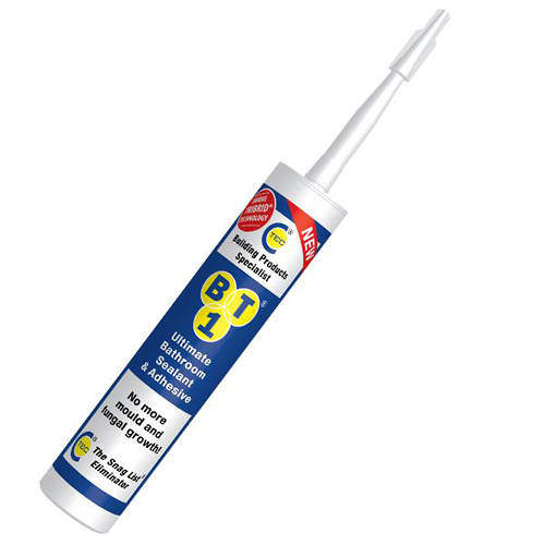 BT1 Anti Bacterial Bathroom Sealant & Adhesive (1 Tube, White).