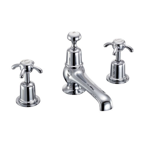 Burlington Anglesey 3 Hole Thermostatic Basin Tap (Chrome & White).