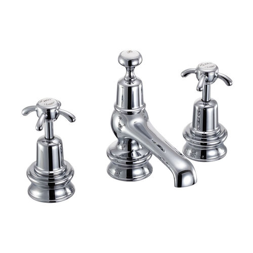 Burlington Anglesey 3 Hole Basin Tap With Pop Up Waste (Chrome & White).