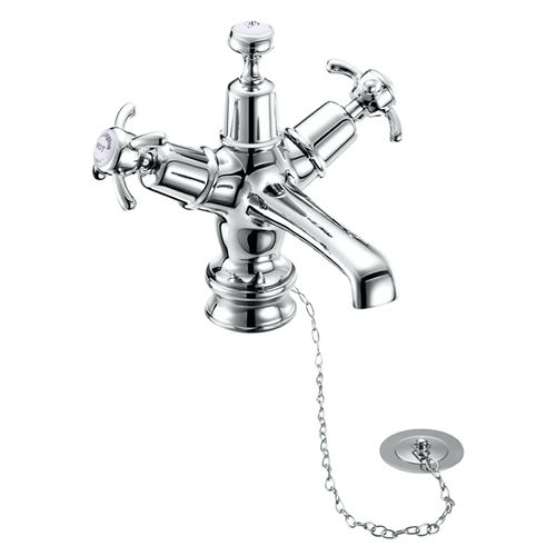 Burlington Anglesey Basin Tap With Plug & Chain Waste (Chrome & White).