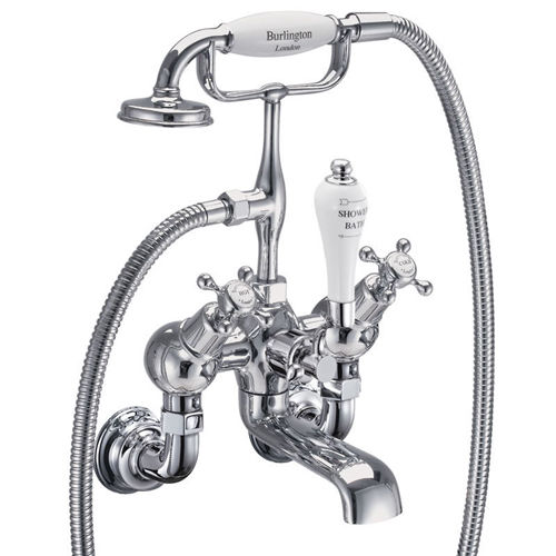 Burlington Claremont Wall Mounted Angled BSM Tap (Chrome & White).