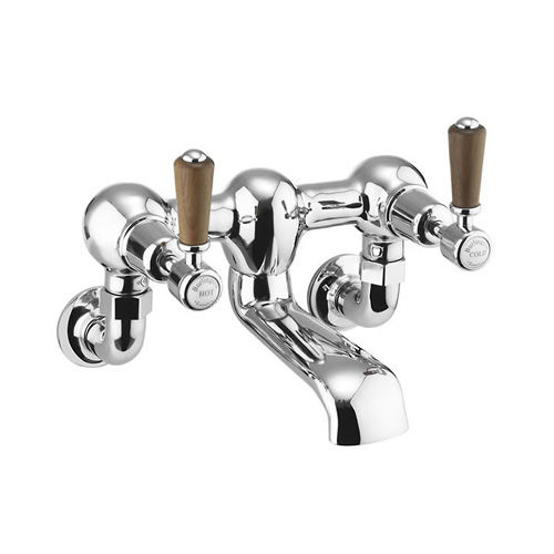 Burlington Kensington Wall Mounted Bath Filler Tap (Chrome & Walnut).