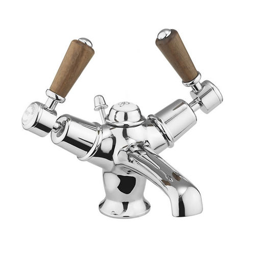 Burlington Kensington Basin Tap With Pop Up Waste (Chrome & Walnut).