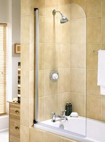 Galaxy Screens Chrome bath screen with rise and fall hinges.