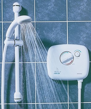 Watermill Osprey II 4500 manual power shower in white.