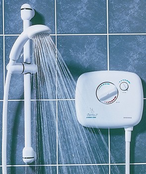 Watermill Osprey II 5002 low voltage thermostatic power shower in white.