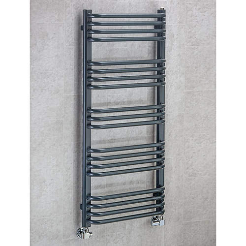 Colour Heated Towel Rail & Wall Brackets 1100x500 (Anthracite Grey).