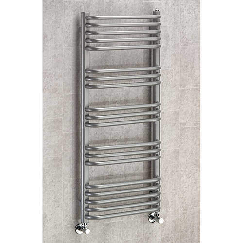 Colour Heated Towel Rail & Wall Brackets 1100x600 (Grey Aluminium).