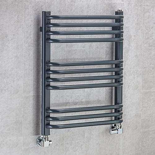 Colour Heated Towel Rail & Wall Brackets 620x600 (Anthracite Grey).