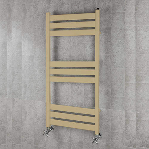 Colour Heated Towel Rail & Wall Brackets 1080x500 (Beige).