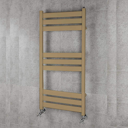 Colour Heated Towel Rail & Wall Brackets 1080x500 (Grey Beige).
