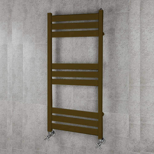 Colour Heated Towel Rail & Wall Brackets 1080x500 (Nut Brown).