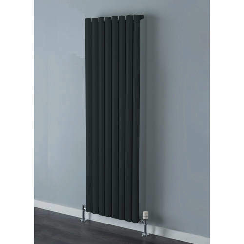 Colour Tallis Single Vertical Radiator 1820x300mm (Jet Black).